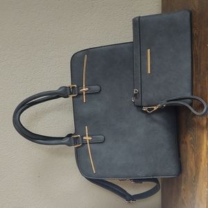 Dasein Women's Grey Satchel With Matching Wristlet